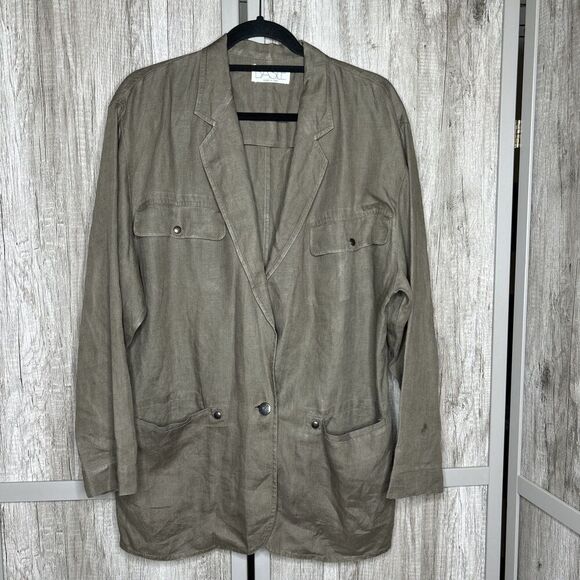 Basile Linen Blazer Flax Made in Italy Boyfriend Taupe Color Size 44 - Picture 1 of 8
